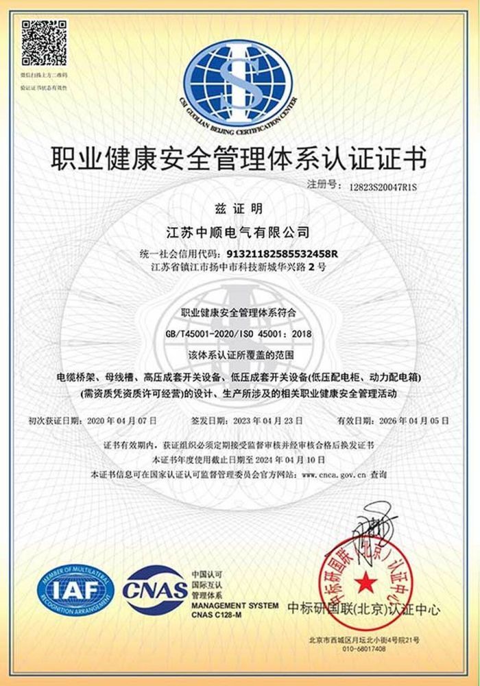 Occupational health and safety management system certification